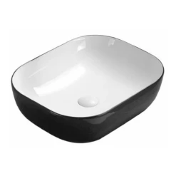 POSEIDON Black And White Ceramic Basin (Rectangle: 550x350x100)