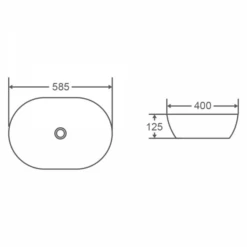 VALE Oval Counter Top Basin Natura Oak 585x400mm -Home Furnishings Store VALE 95 NOSpec