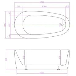 ABS VISTA White Free-Standing Bathtub -Home Furnishings Store Vista170