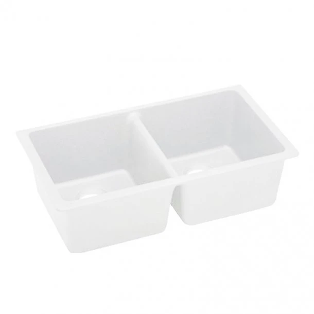 ARETE White Granite Quartz Stone Double Kitchen Sink 838x476mm 4 ARETE White Granite Quartz Stone Double Kitchen Sink 838x476mm - Image 2