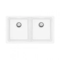ARETE White Granite Quartz Stone Double Kitchen Sink 838x476mm