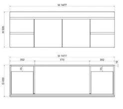 ABS DF Dark American Oak Single Bowl Wall Hung Vanity 1500mm -Home Furnishings Store XTaDUe6U