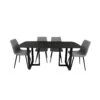 Zee 1.8 Sintered Stones Dining Table With Black Metal Powdercoated Legs And 6 Molly Dining Chair In Grey Fabric -Home Furnishings Store ZENA MOLLY7PC GREY
