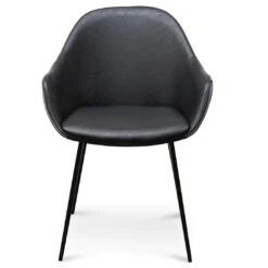 Calibre CDC2750-SE - PU Leather Dining Chair - Antique Black - Charcoal Velvet (Set Of 2)