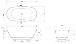 Blanche 162 TitanCast Bath - Satin Silk White -Home Furnishings Store blanche 162 line drawing