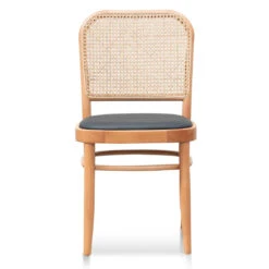 Calibre CDC6383-SD Black Cushion Dining Chair - Natural Rattan And Frame