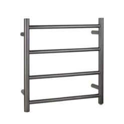 Brushed Gun Metal Grey Round Electric Heated Towel Rack 4 Bars