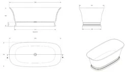 Cambridge 156 TitanCast Bath - Satin Silk White -Home Furnishings Store cambridge 156 line drawing min