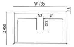 ABS DF Dark American Oak Wall Hung Vanity 750mm -Home Furnishings Store dhhkra94