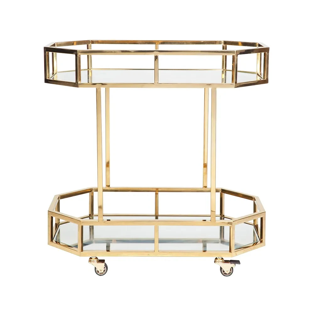 Brooklyn Mirrored Bar Cart - Gold 3 Brooklyn Mirrored Bar Cart - Gold