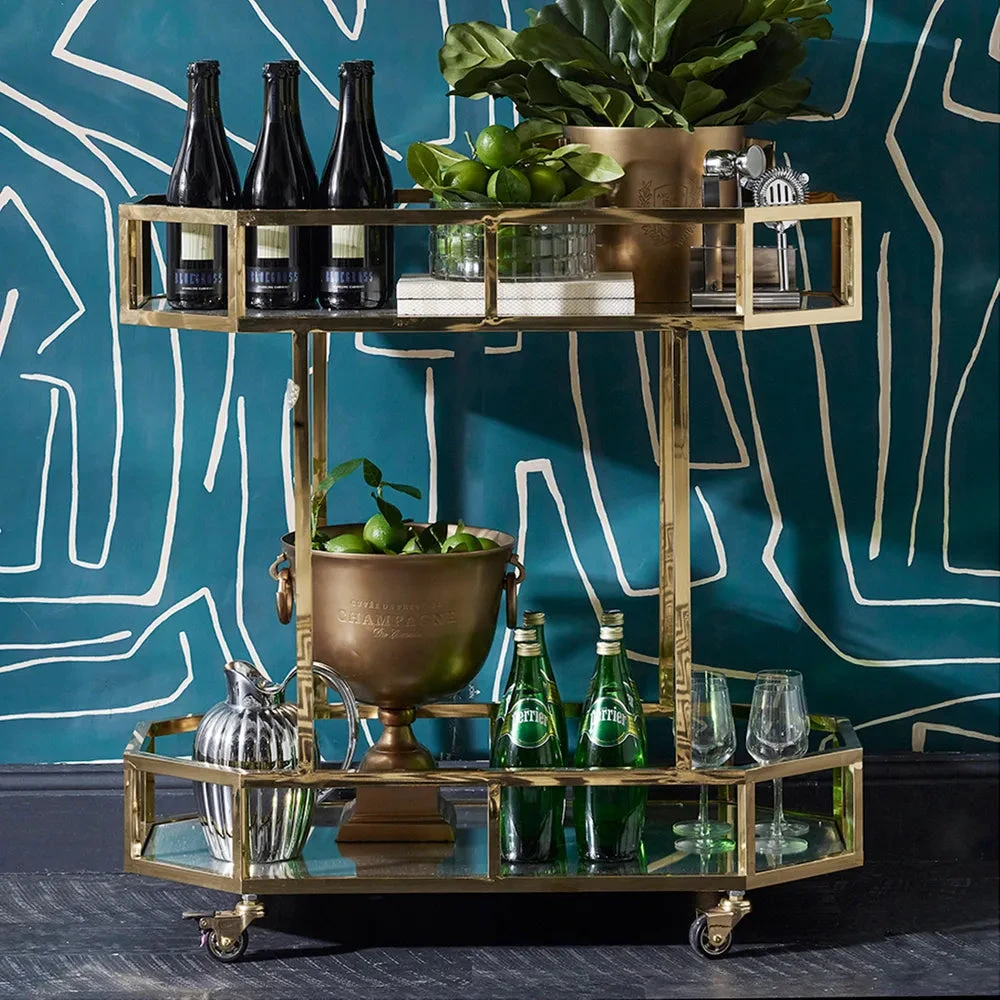 Brooklyn Mirrored Bar Cart - Gold 4 Brooklyn Mirrored Bar Cart - Gold - Image 2