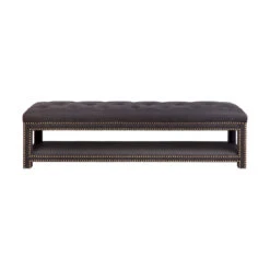 Serena Tufted Bench Ottoman - Black Linen
