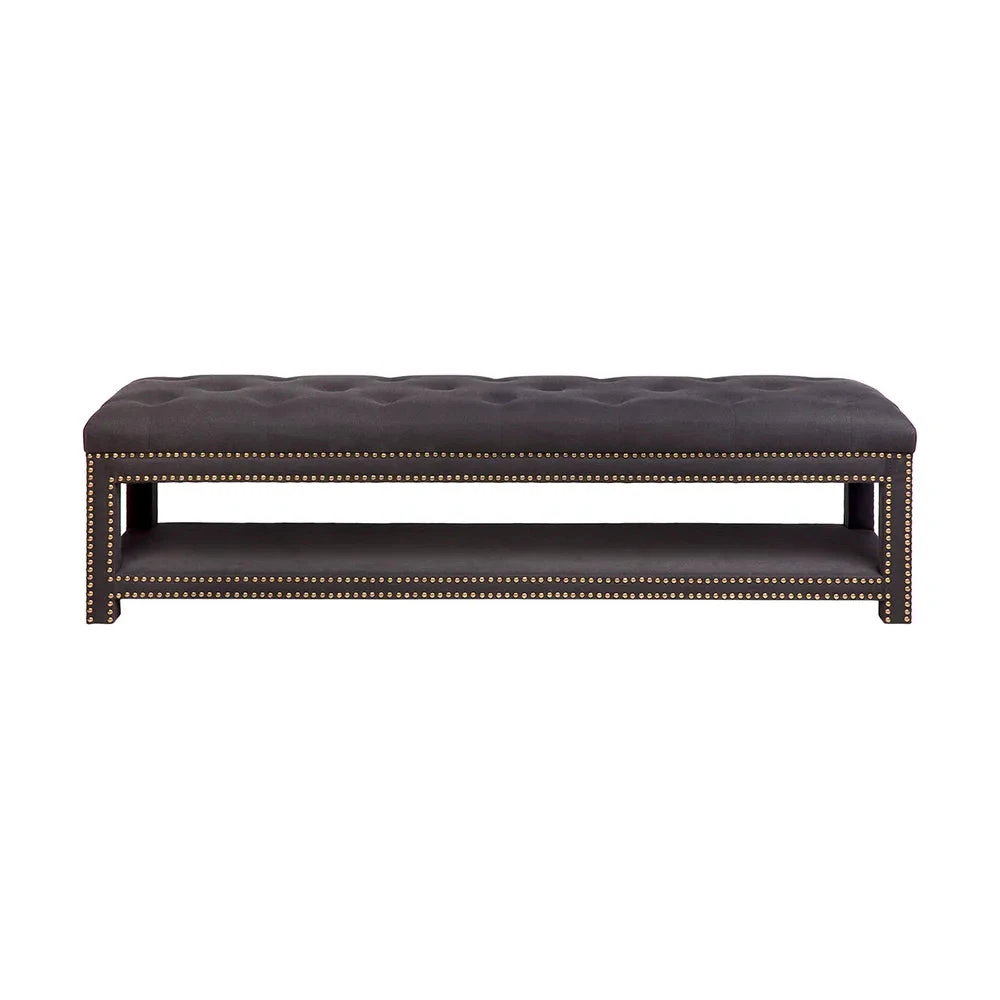 Serena Tufted Bench Ottoman - Black Linen 3 Serena Tufted Bench Ottoman - Black Linen
