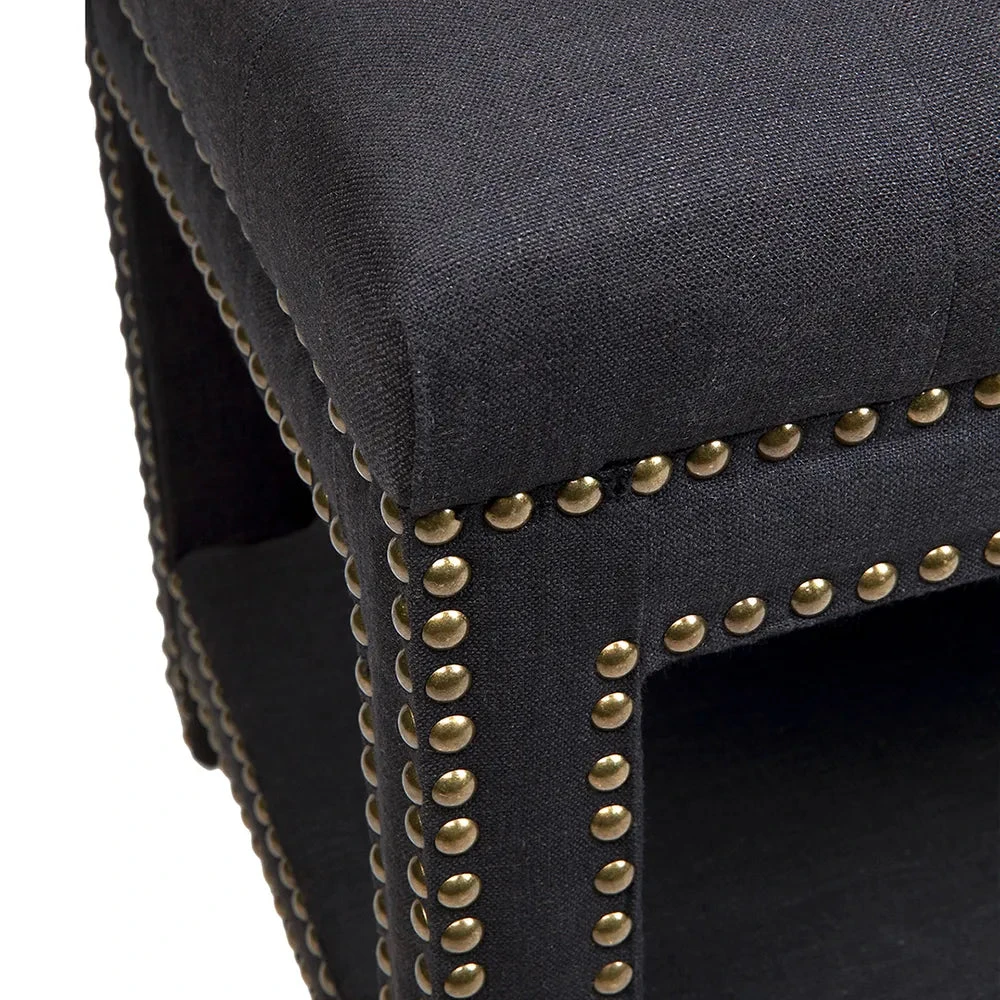 Serena Tufted Bench Ottoman - Black Linen 5 Serena Tufted Bench Ottoman - Black Linen - Image 3
