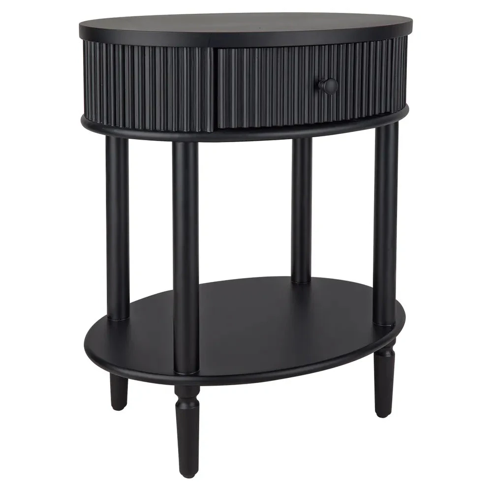 Arielle Oval Bedside Table - Black 3 Arielle Oval Bedside Table - Black