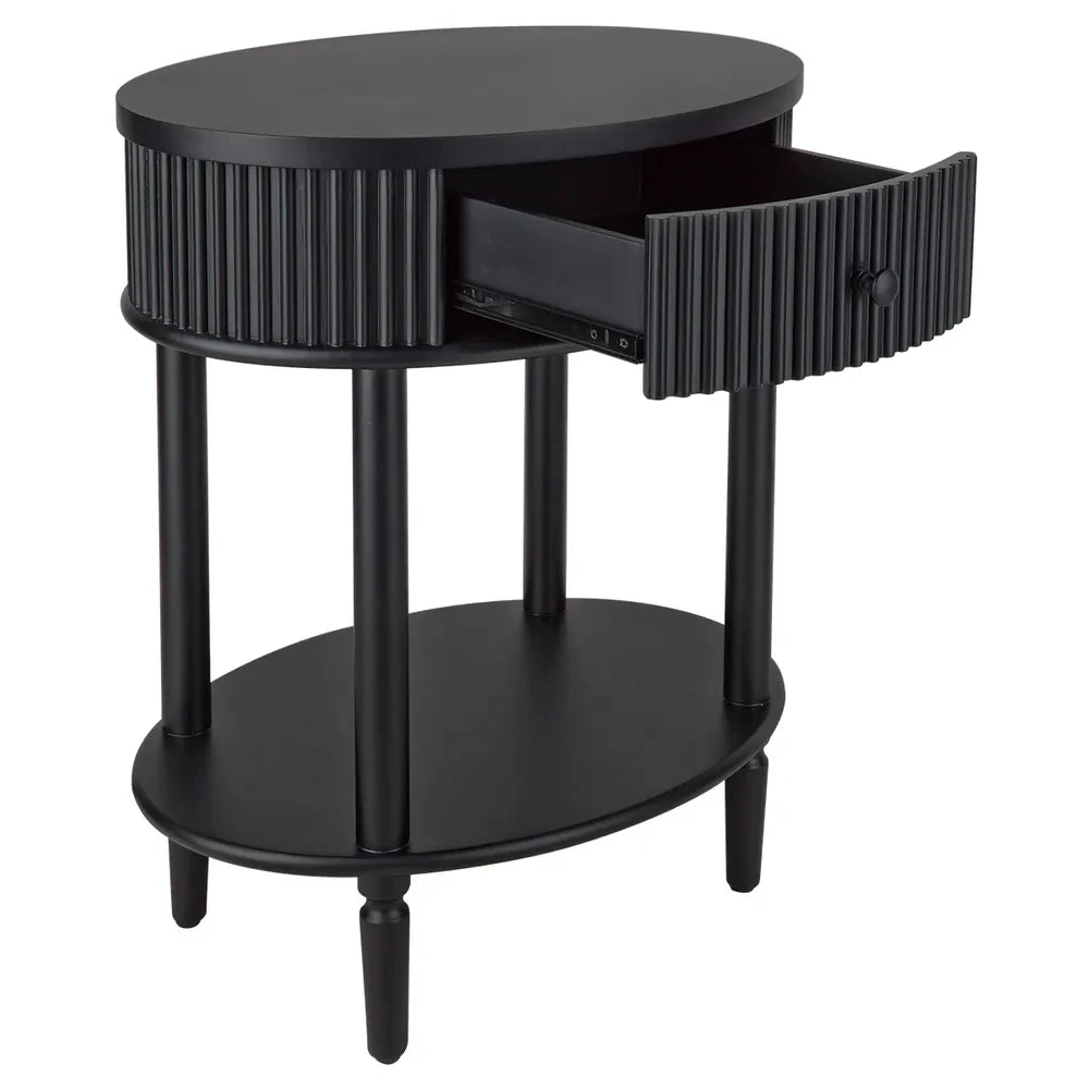Arielle Oval Bedside Table - Black 4 Arielle Oval Bedside Table - Black - Image 2