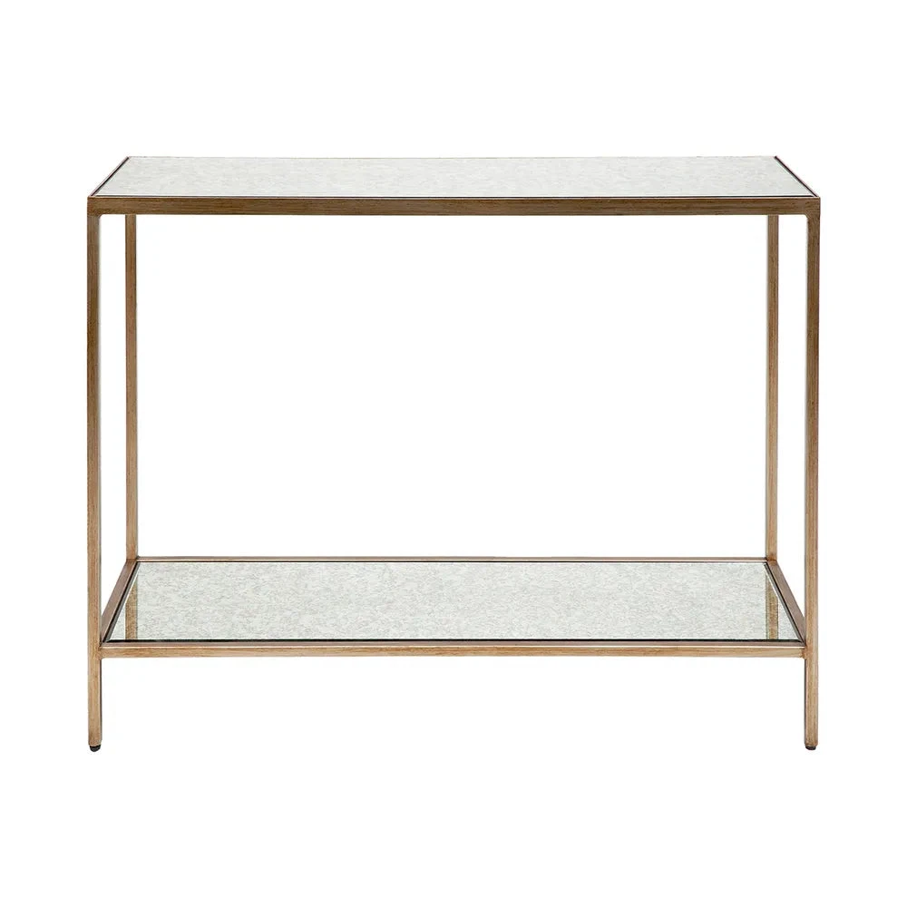 Cocktail Mirrored Console Table - Small Antique Gold 3 Cocktail Mirrored Console Table - Small Antique Gold