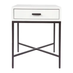 Nessa White Bedside Table - Black