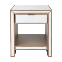 Sabrina Material:Mirrored Bedside Table -Small Antique Gold