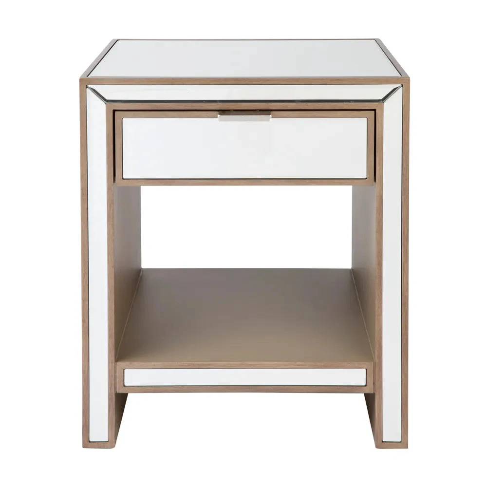 Sabrina Material:Mirrored Bedside Table -Small Antique Gold 3 Sabrina Material:Mirrored Bedside Table -Small Antique Gold