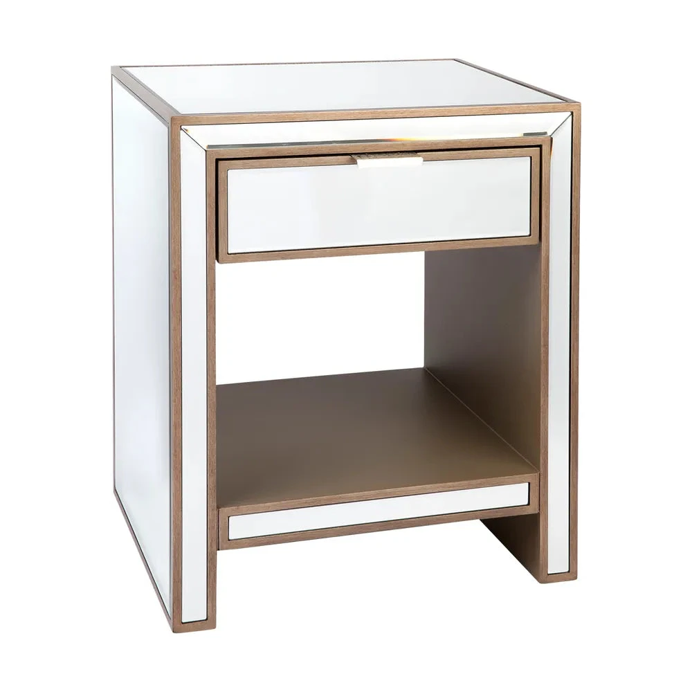 Sabrina Material:Mirrored Bedside Table -Small Antique Gold 4 Sabrina Material:Mirrored Bedside Table -Small Antique Gold - Image 2
