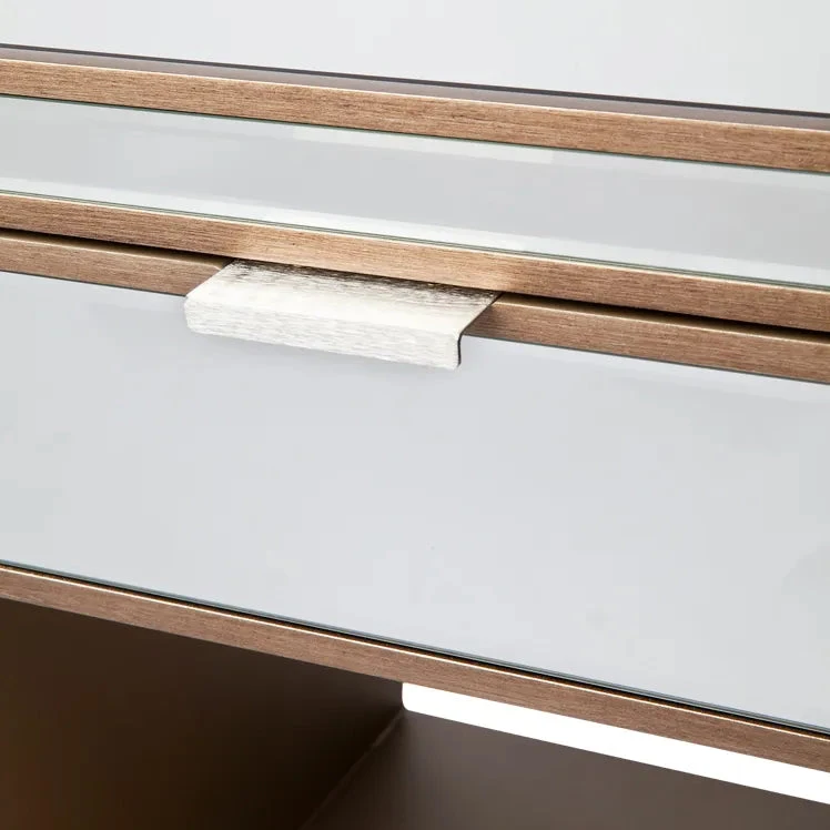 Sabrina Material:Mirrored Bedside Table -Small Antique Gold 5 Sabrina Material:Mirrored Bedside Table -Small Antique Gold - Image 3