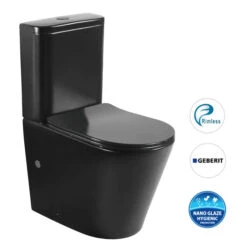 OASIS Black Rimless Matte Black Toilet Suite