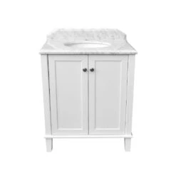 Coventry 750 X 550 Satin White Vanity With Real Marble Top & Ceramic Undercounter Basin