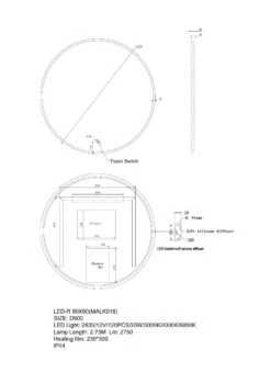Round Plain LED MIRROR 900mm -Home Furnishings Store lm led r1 9090 size