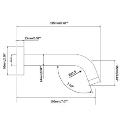 LUCID PIN Round Bathtub/Basin Wall Spout -Home Furnishings Store size 8 7