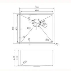 Brushed Gold 490x440x230mm 1.2mm Set -Home Furnishings Store size twm1