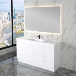 ABS LESS Gloss White Single Bowl Freestanding Vanity 1500mm
