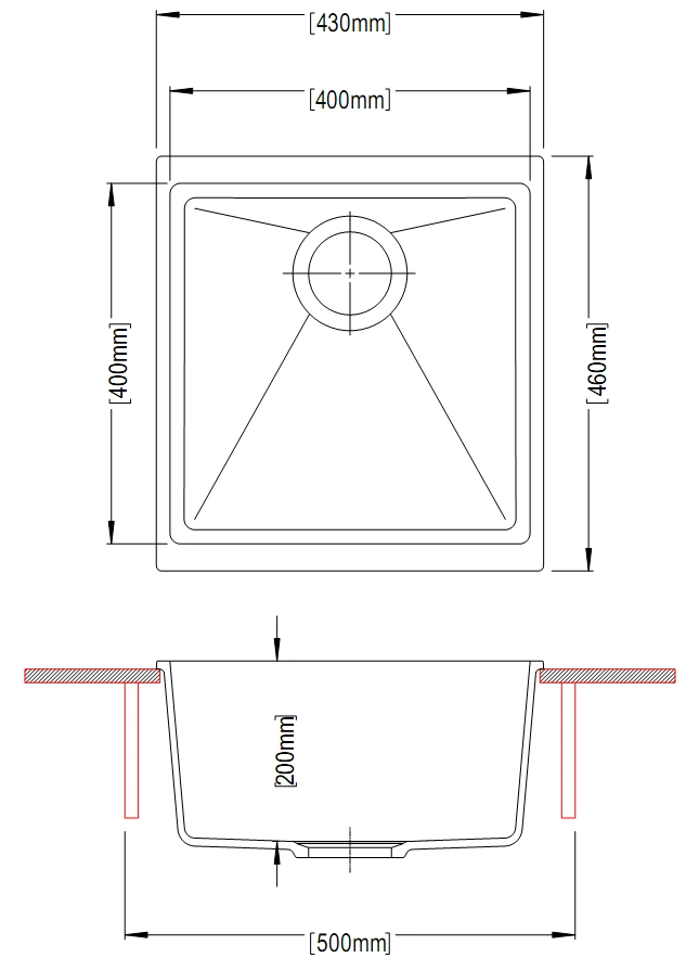CARYSIL Black Single Bowl Granite Top/Flush/Under Mount (430 X 460 X 200mm) 4 CARYSIL Black Single Bowl Granite Top/Flush/Under Mount (430 X 460 X 200mm) - Image 2