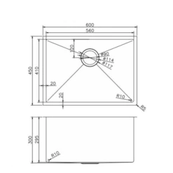 Gun Metal Grey 600x450x300mm 1.2mm Set -Home Furnishings Store twm10d size jpg