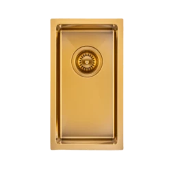 Brushed Gold 250x450x215mm 1.2mm Handmade Top/Undermount Single Bowl Kitchen Sink -Home Furnishings Store twm11g