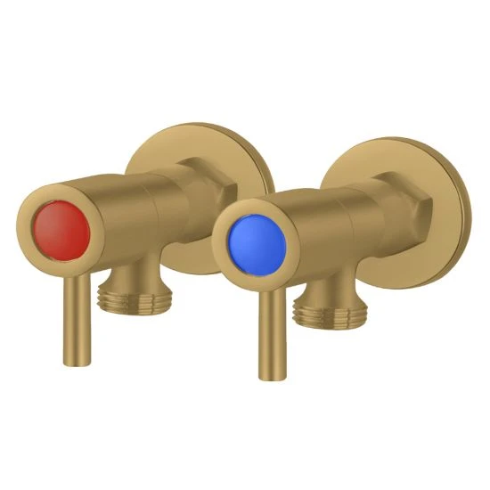 Pentro Brushed Yellow Gold Round Brass Washing Machine Taps Set 3 Pentro Brushed Yellow Gold Round Brass Washing Machine Taps Set