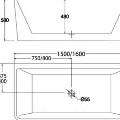 ABS MANDY Gloss White Back To Wall Bathtub -Home Furnishings Store x2Bq3fSU